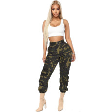 Camo Print Casual Belted Cargo Pants LSD-8247