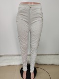 Casual Solid Zip Up Split Stacked Pants LSD-9041