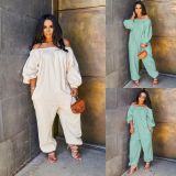 Solid Color Loose Casual Jumpsuit OLYF-6017