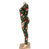 Plus Size 5XL Tight Long Sleeve Christmas Jumpsuit OSIF-20881-1
