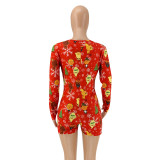 Printed Tight Sexy Christmas Rompers OSIF-20880