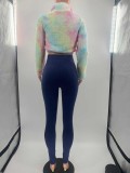 Casual Tie Dye Plush Crop Tops And Pants 2 Piece Sets MOF-5192
