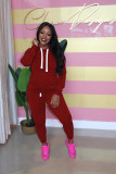 Plus Size Casual Solid Hoodies Pants 2 Piece Sets YM-9178