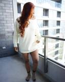 Casual White Loose Sweater ANNF-6021