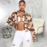 Camo Print Long Sleeve Denim Jacket Coat SMR-9804