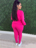 Plus Size Fashion Casual Sports Solid Color Sweatshirts Two Piece Set YFS-3615