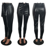 Fashion Casual Solid Color Leather Pants BLI-2156