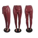 Fashion Casual Solid Color Leather Pants BLI-2156