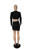 Sexy Ruched Crop Tops Mini Skirt Two Piece Suits CHY-1285