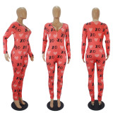 Casual Printed Long Sleeve One Piece Jumpsuits SHD-9457