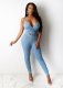 Sexy V Neck Strap Backless Denim Jumpsuits Without Chain WY-6663