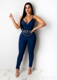 Sexy V Neck Strap Backless Denim Jumpsuits Without Chain WY-6663