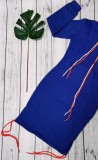 Solid Drawstring Pocket Hoodies Dress WY-6677