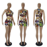Sexy Printed Tank Top And Shorts Two Piece Sets SHD-9337