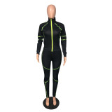 Plus Size Casual Sportswear Zipper Two Piece Suits WAF-7084