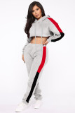 Casual Sportswear Patchwork Hoodies Two Piece Sets LSD-9059