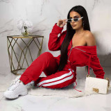 Casual Hooded Zipper Two Piece Pants Set SMF-8061
