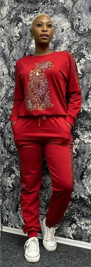 Fashion Leopard Print Long Sleeve Pants Two Piece Set APLF-1002