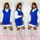 Plus Size Patchwork Full Sleeve Turndown Collar Mini Dress YIY-5244