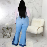 Plus Size 5XL Denim Ripped Hole Skinny Flared Jeans HSF-2368
