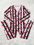 Casual Striped Lips Print Long Sleeve Jumpsuit SHD-9460