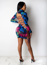 Sexy Snake Skin Print Lace Up Hollow Bandage Dress SHD-9339