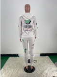 Letter Print Casual Fashion Hooded Sweatshirts And Pants Two Piece Set ARM-8243
