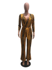 Fashion Sexy Printed Jumpsuit With Belt OMY-5039