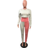 Contrast Color Sweatshirt+Cami Top+Pants 3 Piece Sets OMY-8091