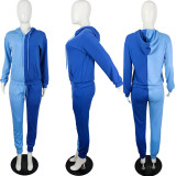 Sports Splice Hoodie Sweatshirts Pants Fashion Two Piece Set QYF-5030