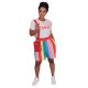 Casual Print T-shirt Striped Shorts Two Piece Set OMY-8022