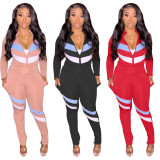 Casual Sports Patchwork Two Piece Pants Set XMY-9280