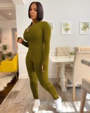 Solid Sexy Long Sleeve Zipper Stacked Jumpsuit WUM-932 