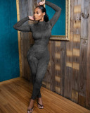 Casual Solid Long Sleeve Slim Jumpsuits MIL-189