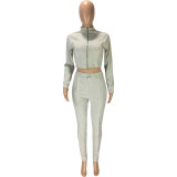 Casual Zipper Slim Coat And Pants Sportswear Suit MEI-9132