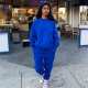 Casual Solid Color Sweatshirts And Pants Two Piece Set SMF-8065