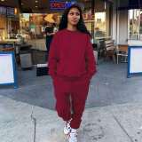 Casual Solid Color Sweatshirts And Pants Two Piece Set SMF-8065