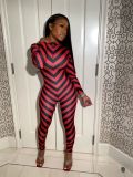 Sexy Striped Long Sleeve Tight Jumpsuits SFY-212