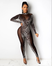 Sexy Printed Mesh Patchwork Party Jumpsuits DAI-8313