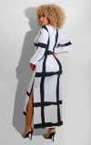 Sexy Plaid Long Sleeve Split Long Dress SFY-214