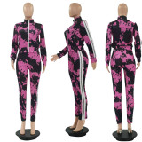 Casual Printed Coat And Pants Two Piece Set LSF-9055