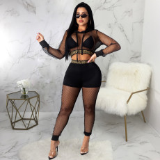 Sexy Mesh See Though Hooded 2 Piece Sets (Without Bra Top) SMR-9859