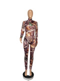 Sexy Printed Long Sleeve One Piece Jumpsuits CHY-1299