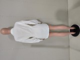 Casual Long Sleeve Collect Waist White Shirt Dress YM-9266