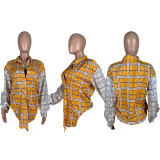 Casual Loose Plaid Long Sleeve Shirt Tops YFS-3639
