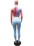 Sexy Skinny Print Long Sleeve Pants Two Piece Set YIBF-6018
