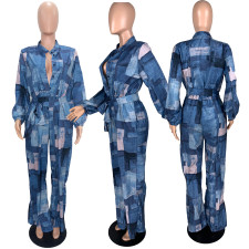 Casual Loose Printed Sashes Jumpsuits YFS-3640