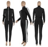 Casual Sports Patchwork Zipper Two Piece Suits CH-8158