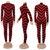 Sexy Striped Long Sleeve Tight Jumpsuits SFY-212