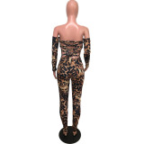 Fashion Sexy Leopard Print Backless Tie Up Jumpsuit OMY-5178
